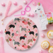 Australian Shepherd Valentine Pattern Papieren Bordje (Feest)