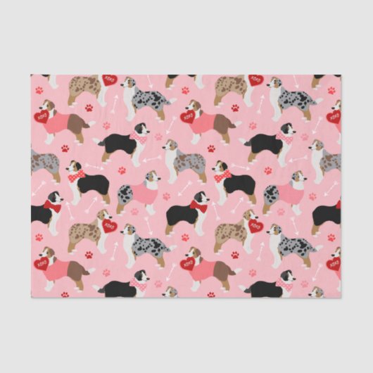 Australian Shepherd Valentine Pattern Tissuepapier (Voorkant)
