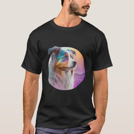 Australian Shepherd Vaporwave Retrowave Aesthetic  T-shirt (Voorkant)