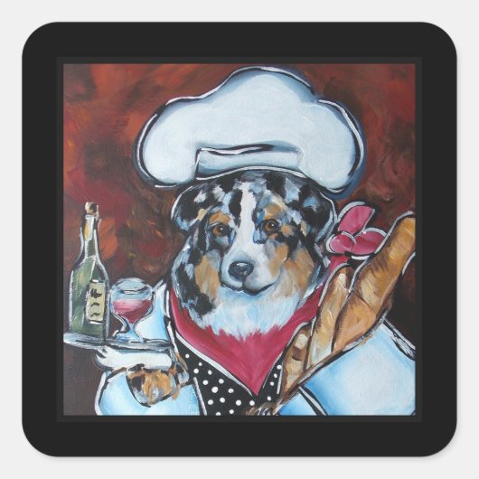 AUSTRALIAN SHEPHERD VIERKANTE STICKER (Voorkant)