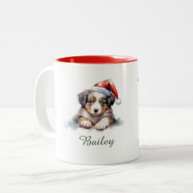 Australian Shepherd Waterverf Kerstmis Mok