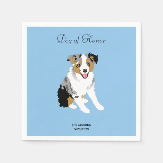 Australian Shepherd Wedding Cocktail Napkins Servet (Voorkant)
