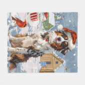 Australian Shepherd Winter Wonderland Kerstmis Fleece Deken (Voorkant (Horizontaal))