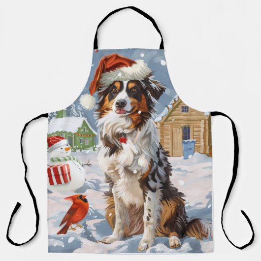 Australian Shepherd Winter Wonderland Kerstmis Schort (Voorkant)