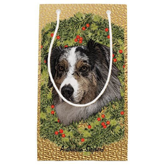 Australian Shepherd Wreath Klein Cadeauzakje (Voorkant)