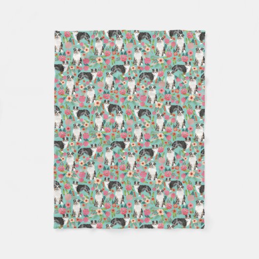 Australian Shepherds Florals Blanket - aussie dog Fleece Deken (Voorkant)