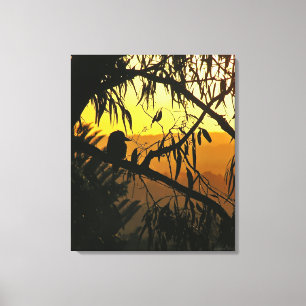 Australian Sunset Kookaburra Silhouette Wrapped C Canvas Afdruk