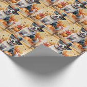 Australian Terrier Autumn verlaat Thanksgiving Cadeaupapier (Hoek)