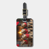 Australian Terrier bij de open haard Kerstmis Bagagelabel (Voorkant verticaal)