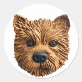 Australian Terrier Dog 3D geïnspireerd Ronde Sticker (Voorkant)