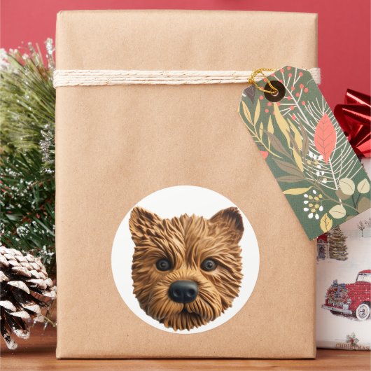 Australian Terrier Dog 3D geïnspireerd Ronde Sticker (Feestdagen)