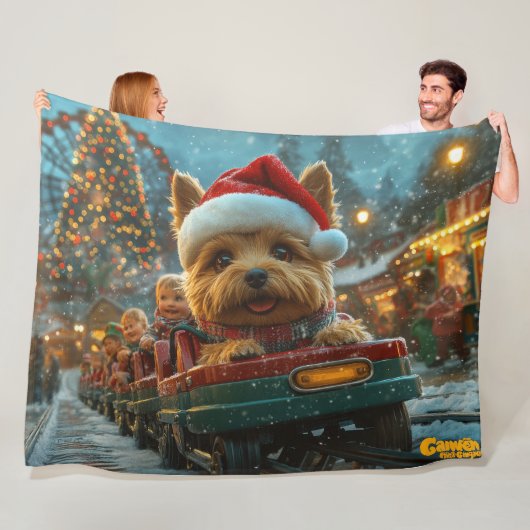 Australian Terrier Dog Roller Onderzetter Kerst Fleece Deken (In situ)