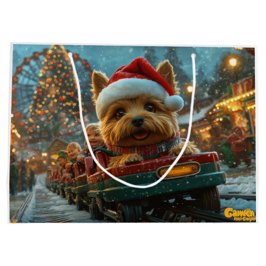 Australian Terrier Dog Roller Onderzetter Kerst Groot Cadeauzakje (Achterkant)