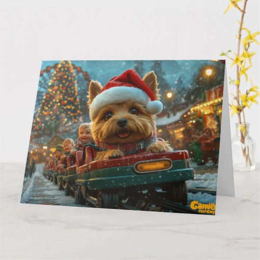 Australian Terrier Dog Roller Onderzetter Kerst Kaart (Gele Bloem)