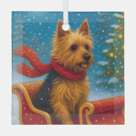 Australian Terrier Holiday  Glas Ornament