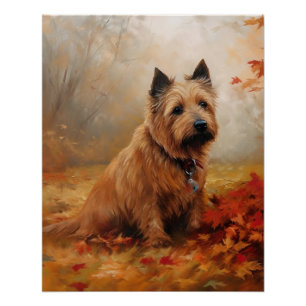 Australian Terrier in herfstbladeren val inspireer Perfect Poster