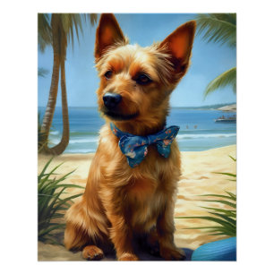 Australian Terrier On Beach hondenliefhebber zomer Perfect Poster
