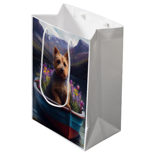 Australian Terrier op Paddle: Een Schilderachtig a Medium Cadeauzakje (Voorkant Gekanteld)