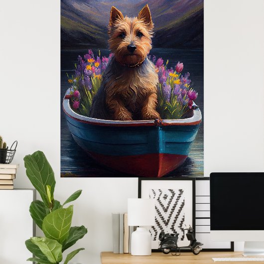Australian Terrier op Paddle: Een Schilderachtig a Poster (Thuiskantoor)