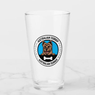 Australian Terrier Peeking Illustration Badge Glas