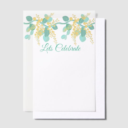 Australian wattle blossoms uitnodiging (Offset)