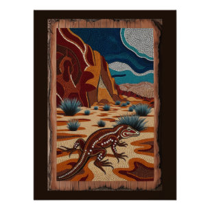 Australian Wild Lizard Wildlife Scene Perfect Poster