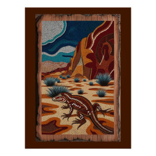 Australian Wild Lizard Wildlife Scene Perfect Poster