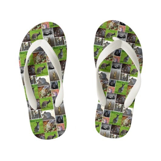 Australian Wildlife Collage Kinder Teenslippers (Voetbed)