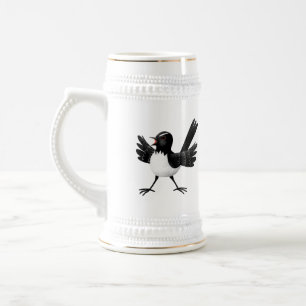 Australian Willie Wagtail cartoon gepersonaliseerd Bierpul