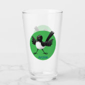 Australian Willie Wagtail cartoon gepersonaliseerd Glas (Achterkant)
