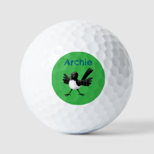 Australian Willie Wagtail cartoon gepersonaliseerd Golfballen