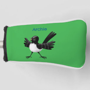 Australian Willie Wagtail cartoon gepersonaliseerd Golfheadcover