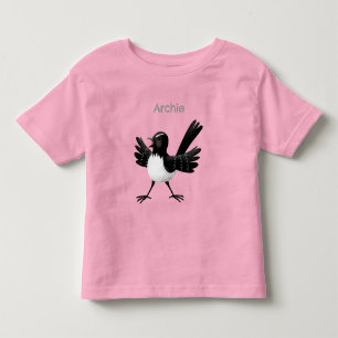 Australian Willie Wagtail cartoon gepersonaliseerd Kinder Shirts