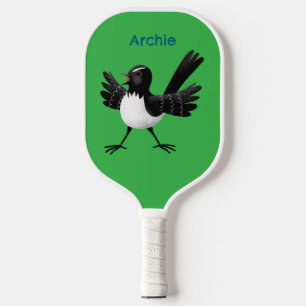 Australian Willie Wagtail cartoon gepersonaliseerd Pickleball Paddle