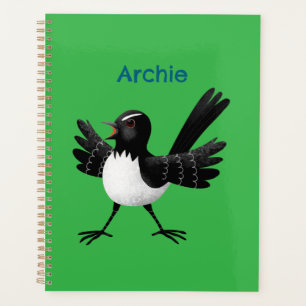 Australian Willie Wagtail cartoon gepersonaliseerd Planner