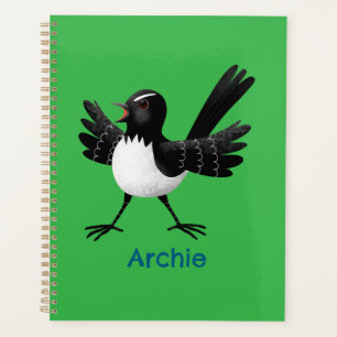 Australian Willie Wagtail cartoon gepersonaliseerd Planner
