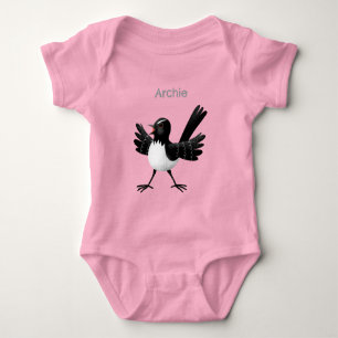 Australian Willie Wagtail cartoon gepersonaliseerd Romper