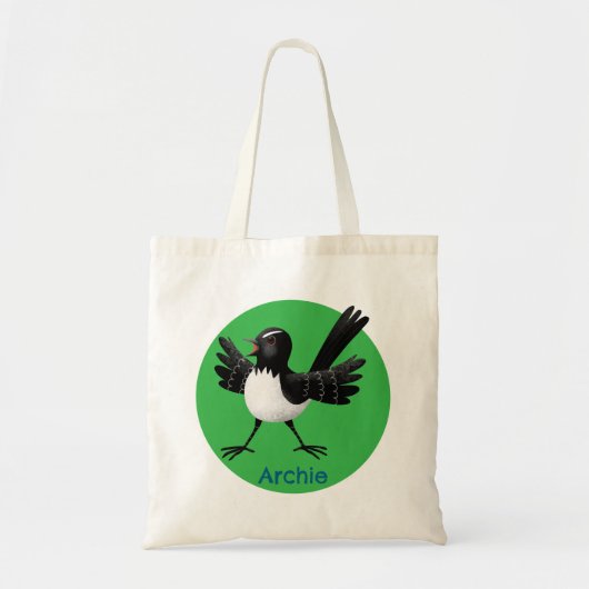 Australian Willie Wagtail cartoon gepersonaliseerd Tote Bag (Voorkant)