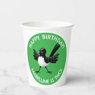 Australian Willie Wagtail cartoon Papieren Bekers