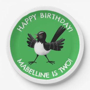 Australian Willie Wagtail cartoon Papieren Bordje