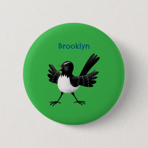 Australian Willie Wagtail cartoon Ronde Button 5,7 Cm