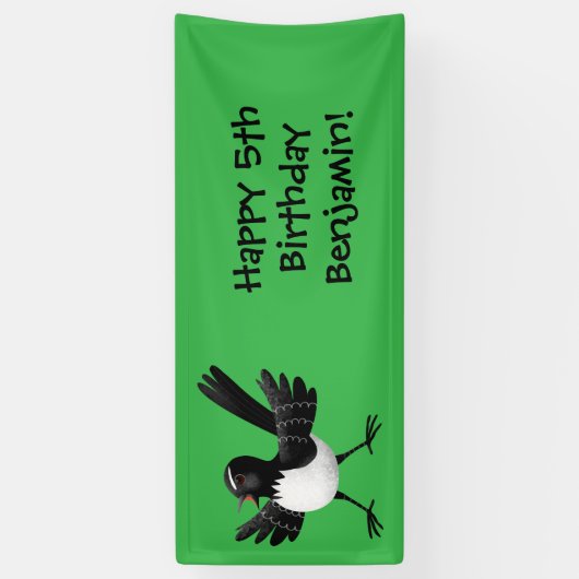 Australian Willie Wagtail cartoon Spandoek (Verticaal)
