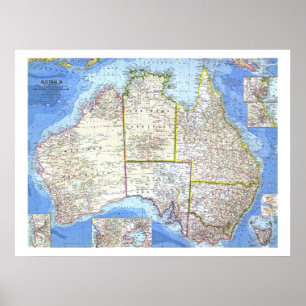 " Australië: 1963 gedetailleerd MAP ... Poster