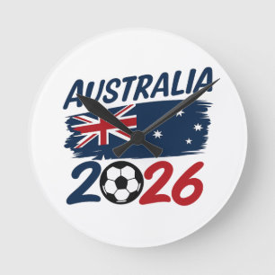 Australië 2026 Voetbalfan Design Vlagkleuren Ronde Klok