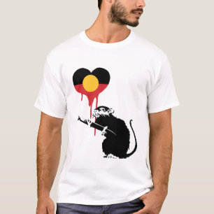 Australië Aboriginal Vlag met liefde rat T-shirt