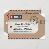 Australië Air Mail Bagage Label Bewaar Datum met K Save The Date (Voorkant / Achterkant)