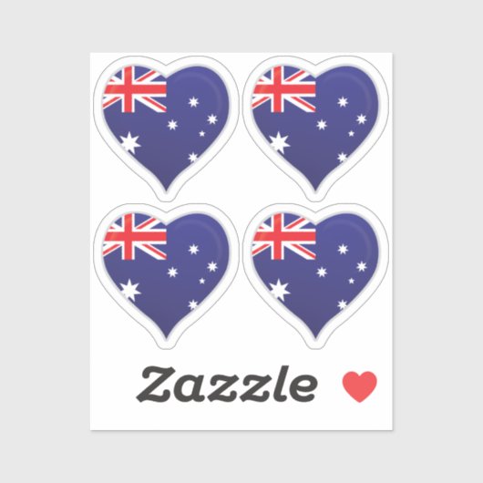 Australie amour drapeau orgueil autocollant coeur (Feuille)