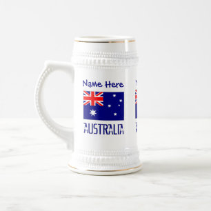 Australië Australische Vlag Blauw Gepersonaliseerd Bierpul