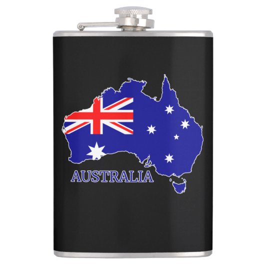 Australië Australische vlag kaart reizen Heupfles (Voorkant)
