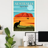 Australië, Ayers Rock, vintage-poster Poster (Thuiskantoor)